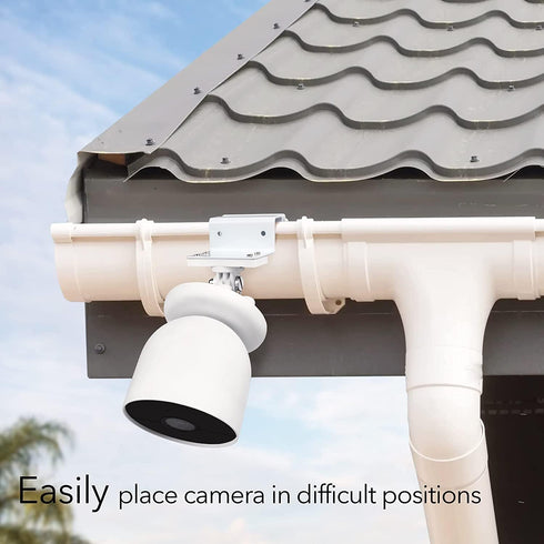 Wasserstein Weatherproof Gutter Mount Compatible with Google Nest Cam (Battery) (White) - Flexible Mounting for Nest Cam...