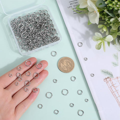 1 Box 600Pcs Round Jump Rings Silver Open Jump Rings Bulk Stainless Steel Hypoallergenic Small Thick Single Loop Ring Connector for Jewelry Making...
