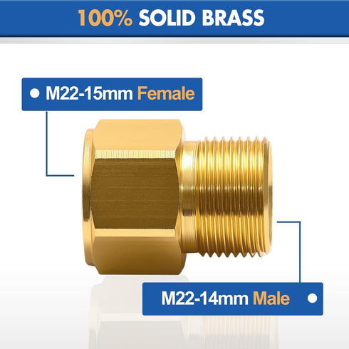 2 Pack Pressure Washer Couplers, M22 15mm Female Thread to M22 14mm Male Fitting,Pressure Washer Adapter, 4000 PSI...