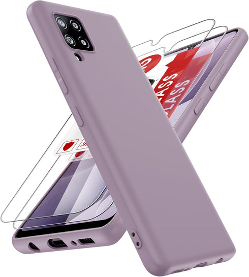 LeYi for Samsung Galaxy A42 5G Phone Case: Galaxy A42 5G Case with 2 Pack Tempered Glass Screen Protector for Women Men, Liquid Silicone Slim Silk...