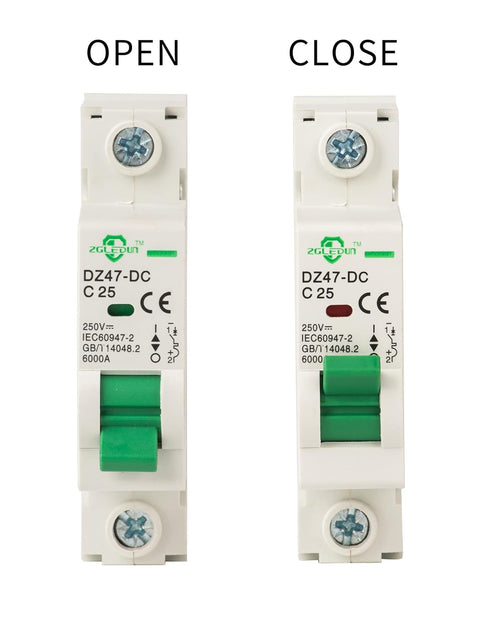 DC Miniature Circuit Breaker - Mini Home Circuit Breaker 12V-250V DZ47-63 Din Rail Mount 1 Pole 25A...