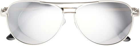 Panama Jack Men's Polarized Mirror Aviator Sunglasses, Shiny Silver, 53...