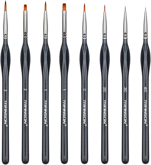 Transon Fine Detail Art Paint Brush Set 8pcs with Triangular Handle for Miniatures Model Craft Face Painting Suitable for Acrylic Gouache Watercol...