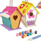 2 Set Unfinished Wooden Birdhouses Kit for Children to Build and Paint Bird House Kids DIY Arts Crafts Kits Bird Feeder Kit for Girls Boys Toddler...