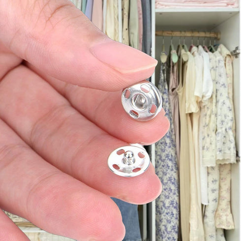 Ouliget Metal Sew On Snap Buttons, Fasteners Press Studs for Sewing Clothes Jeans Overcoat DIY,12mm Dia Snaps,20 Sets,Silver...