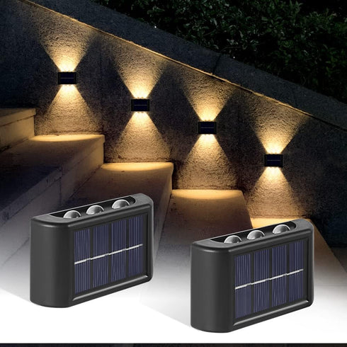 Solar Fence Lights Outdoor Wall Lights Solar Powered LED Sconce Waterproof Up and Down LED Lighting for House Deck Steps Patio Landscape Garage Ba...