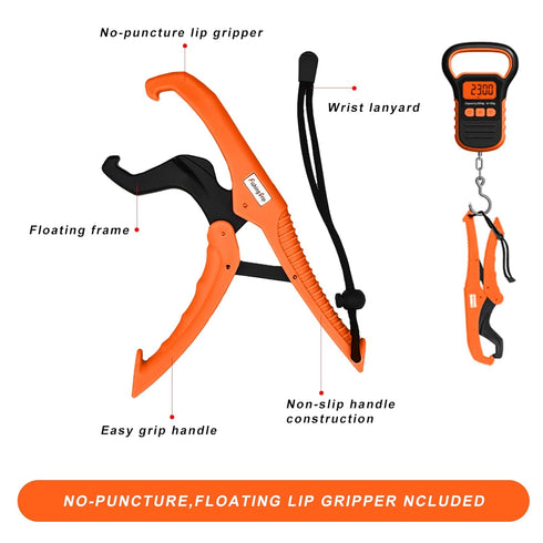 Digital Fishing Scale with Lip Gripper,Tape and Ruler,110lb/50kg Postal Hanging Luggage Scale with Hook?Waterproof Handing Scale for Home and Outd...