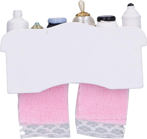 Dollhouse Wooden Towel Rack Bottles, 1:12 Simulation Miniature Furniture Model Toy for Dollhouse Bathroom Decoration Accessories...