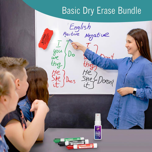 Dry Erase Markers Set, Chisel Tip Dry Erase Marker, Whiteboard Markers, Dry Erase Eraser and Whiteboard Cleaner, Dry Erase Markers with Eraser Bun...