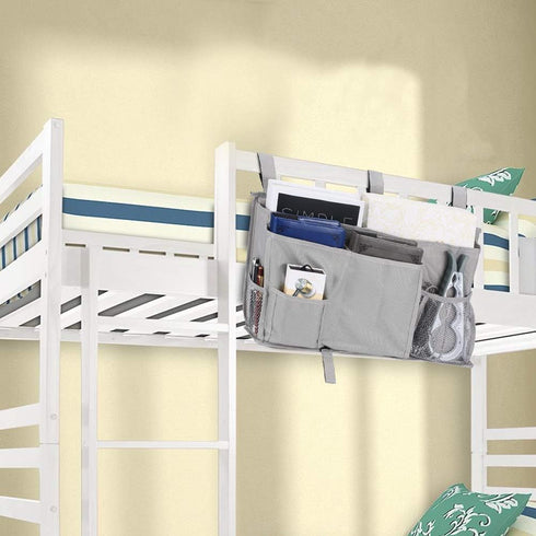 Bedside Caddy, Hanging Under Bed Storage Organizer Bag with 8 Pockets for College Dorm Rooms, Hospital Bed Rails, Camp...