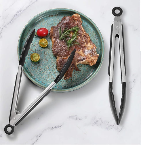 Kitchen Tongs for Cooking Locking Silicone Tongs,Buffet Tongs,Stainless Steel Serving Tongs,7,9 and 12 In Locking Food Tong with Silicon Tips Sili...