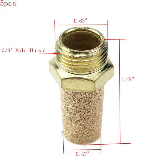 5PCS Exhaust Silencer 3/8" Exhaust Muffler Air Line Fitting for Cylinders Pneumatic Tools...