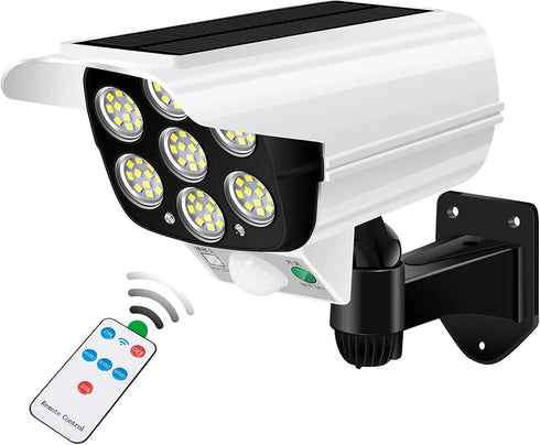 Outdoor Motion Sensor Solar Lights 2000 Lumens 77 LEDs Spotlight With Remote Controller FloodLights Outdoor IP66 Waterproof, Wireless Dummy Decoy ...