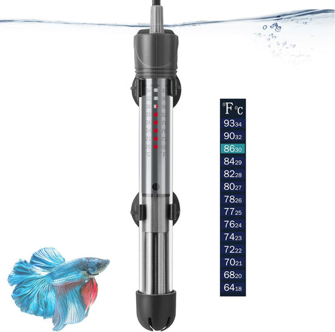 HITOP 25W 50W Adjustable Aquarium Heater, Submersible Fish Tank Heater Thermostat with Suction Cup (25W)...