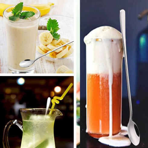 8 Inch Long Handle Spoon Iced Tea Spoons, 4pcs Coffee Spoon, Premium Stainless Steel Cocktail Stirring Spoons for Mixing, Tea, Ice Cream, Milkshak...