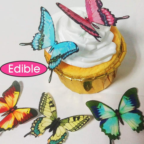 Set of 24 Piece 2" Edible Wafer Paper Big Colorful Butterflies for Cake/Cupcake (colorful)...