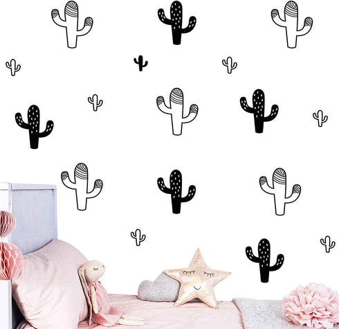 92pcs/Set Cactus Wall Stickers for Kids Room,Peel and Stick Home Decor Decals JW572 (Black)...
