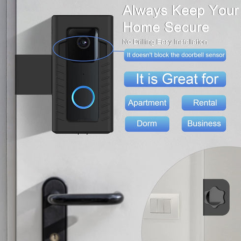 Anti-Theft Blink Doorbell Door Mount,No-Drill Mounting Bracket for Blink Video Doorbell cover Holder Not Block Doorbell Sensor Easy to Install Bli...