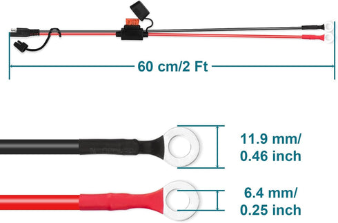 SAE Extension Cable, 2FT 16AWG SAE Battery Connector, Ring Terminal Harness Accessory Cable by MENTBERY...