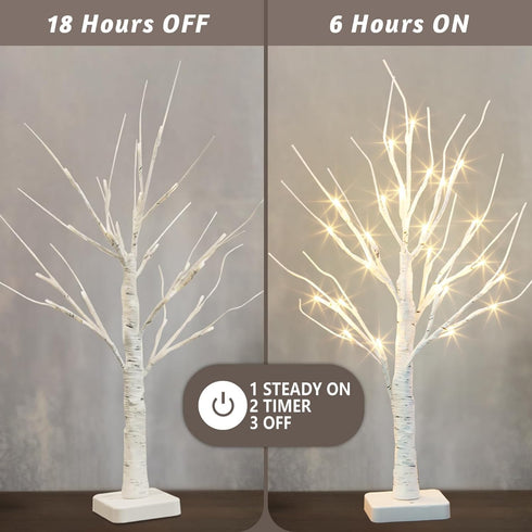 Vanthylit Lighted Tree, White Birch Tree with LED Lights, Prelit Artificial Tree with Timer, Centerpiece Tree Light for Christmas Decorations, Lig...