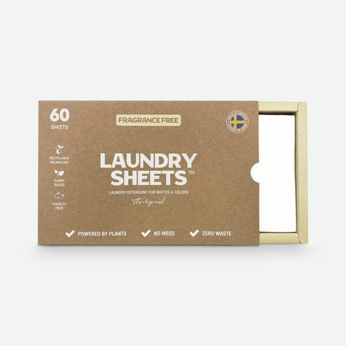 up to 120 Loads - Made in Sweden - 60 Sheets - the Original - Laundry Detergent Sheets - Fragrance Free - no Plastic - Eco-Friendly...