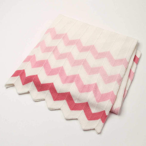 Baby Blanket Knitted Pink Chevron Soft Toddler Nursery Crib Throw Blankets Receiving Swaddle Blanket Stroller Cover for Boys Girls,40x30 inch...