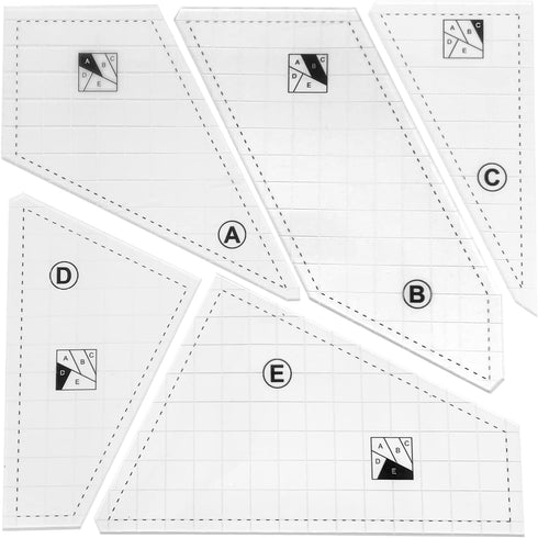 Quilting Rulers and Templates, 5Pcs Creative Quilting Cutting Template Quilt Templates Acrylic for Cutting Patterns, Quilt Ruler Set Quilting Supp...