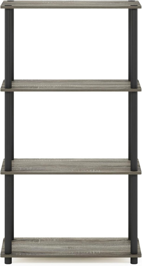 Furinno (99557GYW/BK) Turn-N-Tube 4-Tier Multipurpose Shelf Display Rack - French Oak Grey/Black...