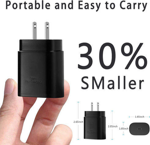 Super Fast Charger Type C 25W Wall Charger Fast Charging Block and 5FT Type C Charger Cable for Samsung Galaxy S24+/S24 Ultra/S24/S23/S23 Ultra/S2...