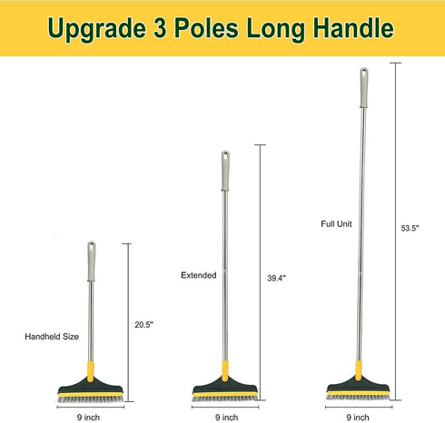2 in 1 Cleaning Floor Scrub Brush Floor Brush Scrubber New Upgraded 51.4" Long Handle Grout Brush Scrape V-Shape Stiff Bristle Cleaning Brush with...
