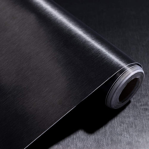 Self Adhsesive Vinyl Film Black Brushed Metal Stainless Steel Contact Paper for Dishwasher Fridge Refrigerator Stove Appliances Kitchen Cabinets C...