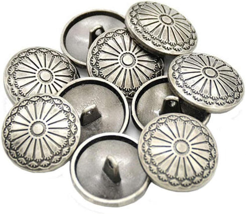 10Pcs 23mm Flower Metal Silver Shank Sewing Buttons DIY Sewing Jacket Coat...