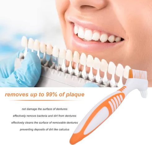 Denture Brush Denture Toothbrush Washing Brush Dual Head Denture Washing Tools,Premium Hygiene Denture Brush False Teeth Brushing Tools for Dentur...