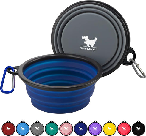Rest-Eazzzy Large Collapsible Dog Bowls for Travel, 2-Pack Dog Portable Water Bowl for Dogs Cats Pet Foldable Feeding Watering Dish for Traveling ...