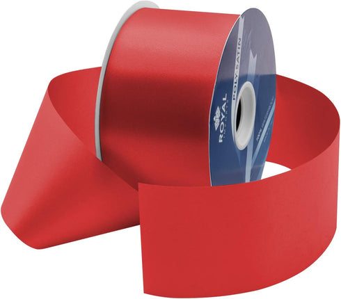 Royal Imports Poly Satin Waterproof Ribbon 2.75" (#40) for Floral & Craft Decoration, 100 Yard Roll (300 FT Spool) Bulk (MADE in ITALY) - Red...