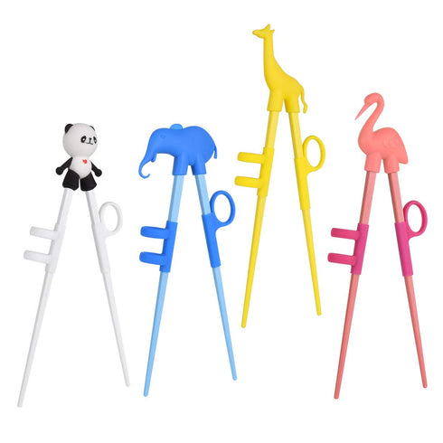 Training Chopsticks, Cute Animal Shape Easy to Use Learning Chopsticks for Kids With attachable for Right or Left Handed Child Adults Beginners (4...