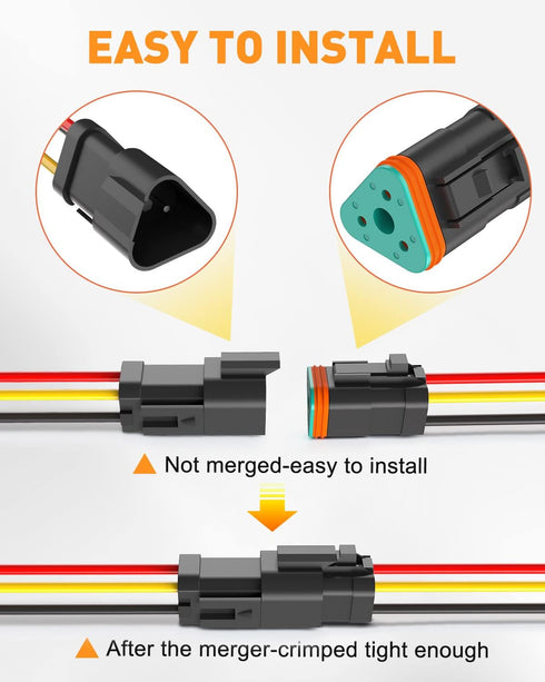 NAOEVO 3 Pin DT Connectors Waterproof, 3 Wire Connector 16 AWG Automotive Electrical Connector, 3 Pin Connectors Male And Female Wire With Heat Sh...
