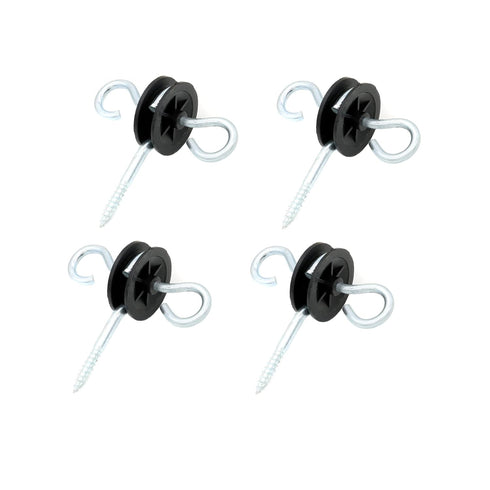 2 Rings Electric Fence Screw-in Gate Handle Anchor,Wood Post Screw-in Insulator, Black (4)...