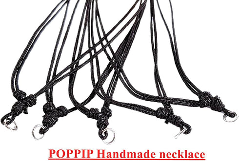 10 pcs Thick 1.5 MM. Black Umbrella Cord Rope Handmade craft Adjustable Necklaces With metal Loop Amulet Boho Fashion Accessory For Unisex, Gift S...