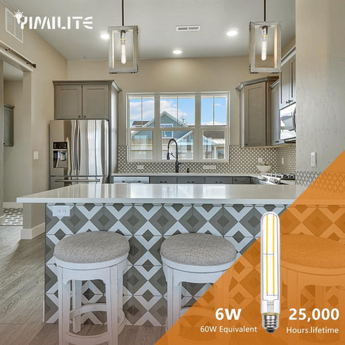 T10 Dimmable Edison Bulb, Natural Daylight 4000K Light Bulbs, E26 Base, 6W Equal 60 watt, 700LM, Tubular Led Bulb for Rustic Pendant, Wall sconces...