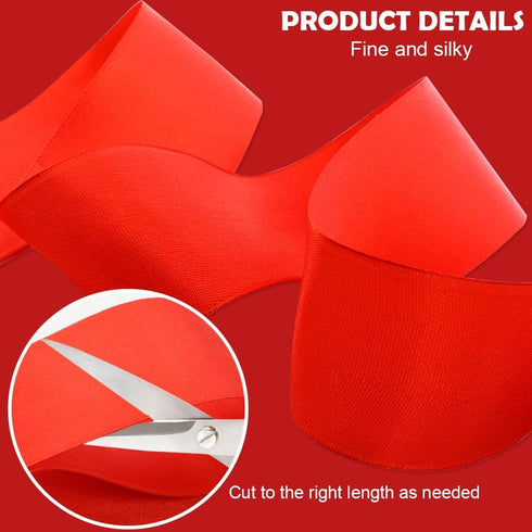 3 Rolls Double Sided Red Satin Ribbon 1.5 Inch Wide 25 Yards Long Grosgrain Polyester Satin Ribbon Fabric Ribbon for Wedding Decor, Gift Wrapping,...