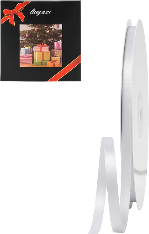 LIUYAXI White Double Face Satin Ribbon 1/4" X 50 Yards, Ribbons Perfect for Crafts, Gift Wrapping, Bow Making and More...