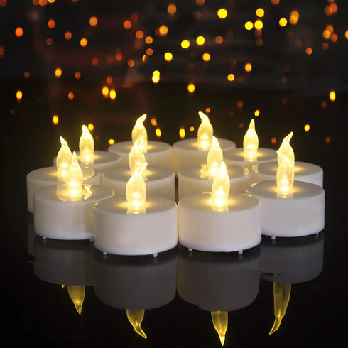 24 Pack Flameless Tealight Candles: Battery - Powered Tea Light Candles,Bright Flickering Holiday Gift Electric Tealights Candles,for Seasonal & F...