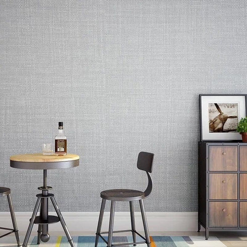 Fabric Peel and Stick Wallpaper Gray Faux Grasscloth Wallpaper Self-Adhesive Linen Wallpaper 17.8” x 197” Removable Wallpaper Embossed Textured Co...