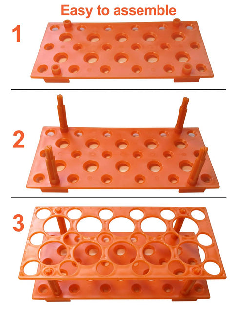 Test Tube Rack, Centrifuge Tube Holder (2 Pack - Blue and Orange) for 10ml, 15ml, 50ml, Detachable Plastic Stand, 28 Well...