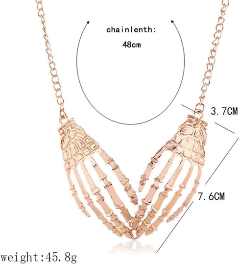 Pingyongchang Halloween Gothic Skeleton Hand Skull Dangle Nedklace Rock Cosplay Claw Palm Choker Collar Pendant Necklace for Women Punk Rock Cospl...