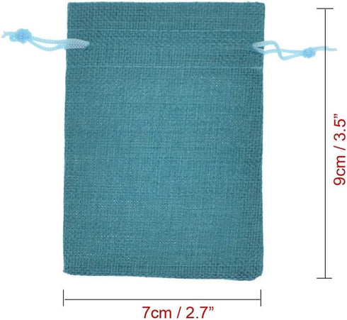 Burlap Bags with Drawstring, 2.7x3.5 Inch Jute Sacks Jewelry Candy Pouch Christmas Wedding Party Favor Gift Bags 20pcs (Peacock Blue)...
