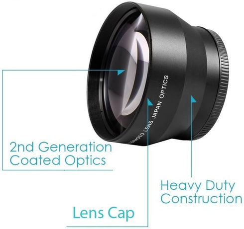 43mm 2.2X Telephoto Lens for Canon Vixia HF R80, R82, R800, R70, R72, R700, R30, R32, HFM40, HFM41, HFM50, HFM52, HFM400, HFM500 Camcorder...