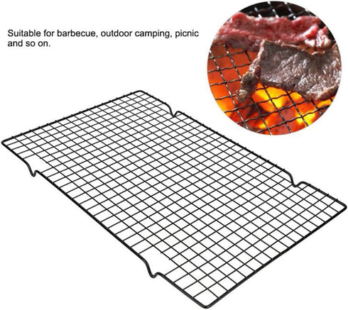 16 * 10 inch Cooling Rack for Baking, BBQ Grill Mesh Metal BBQ Barbecue Grill Grilling Mesh Wire Cooking Net Outdoor,Barbecue Grilled Grid?Black?...