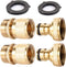 2Sets Garden Hose Quick Connector 3/4 inch GHT Brass Easy Connect Fitting - Quick Disconnect Hose Fittings Male and Female...